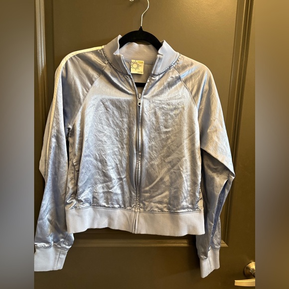 OFFLINE By Aerie You're A Winner Satin Jacket Shiny Silver Bomber Jacket - Picture 3 of 5